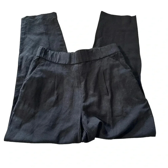 Ann Taylor women's PXS linen blend black cropped pants - Picture 1 of 4